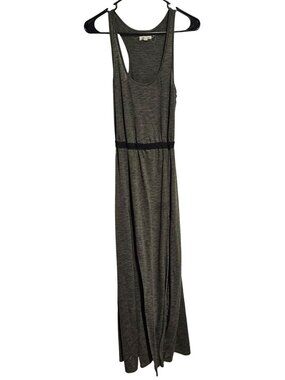 Silence + Noise Racerback Maxi Dress Size XS Olive Green Black Waistband